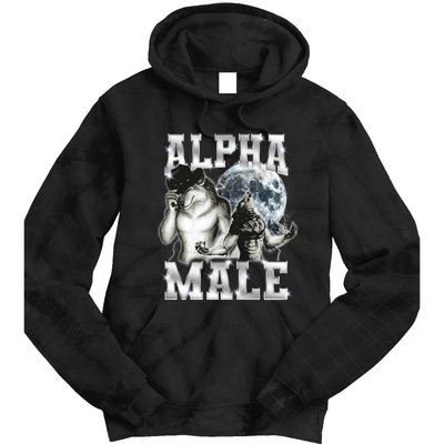 Alpha Male Wolf Meme Ironic Brainrot Tie Dye Hoodie