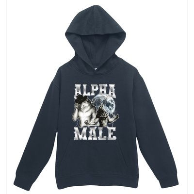 Alpha Male Wolf Meme Ironic Brainrot Urban Pullover Hoodie