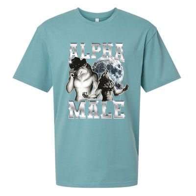 Alpha Male Wolf Meme Ironic Brainrot Sueded Cloud Jersey T-Shirt