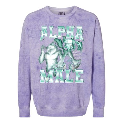 Alpha Male Wolf Meme Colorblast Crewneck Sweatshirt