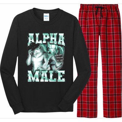 Alpha Male Wolf Meme Long Sleeve Pajama Set