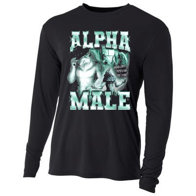 Alpha Male Wolf Meme Cooling Performance Long Sleeve Crew