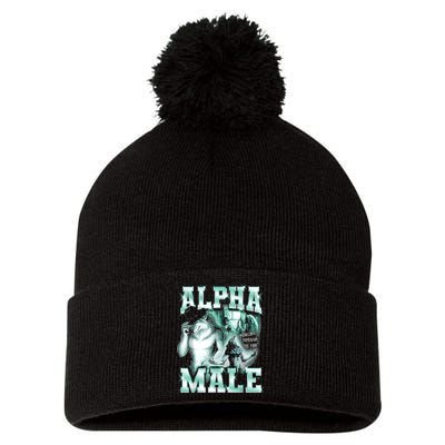Alpha Male Wolf Meme Pom Pom 12in Knit Beanie