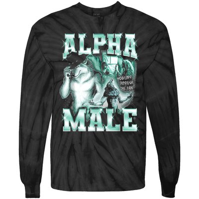 Alpha Male Wolf Meme Tie-Dye Long Sleeve Shirt