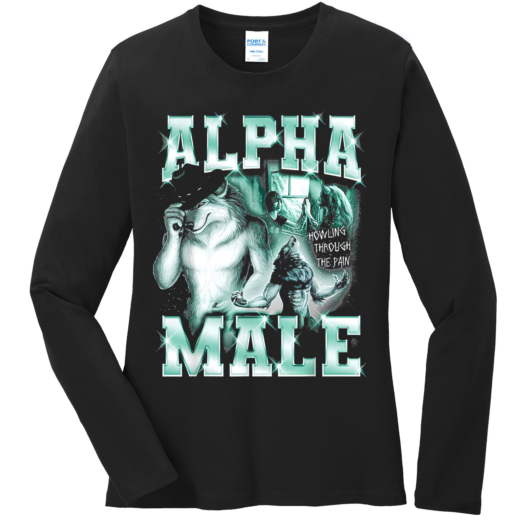Alpha Male Wolf Meme Ladies Long Sleeve Shirt