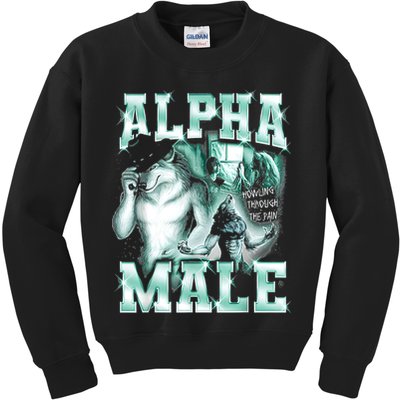 Alpha Male Wolf Meme Kids Sweatshirt