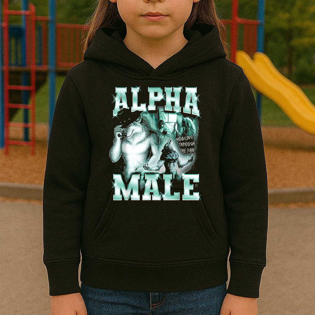 Alpha Male Wolf Meme Kids Hoodie