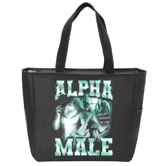 Alpha Male Wolf Meme Zip Tote Bag