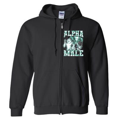 Alpha Male Wolf Meme Full Zip Hoodie