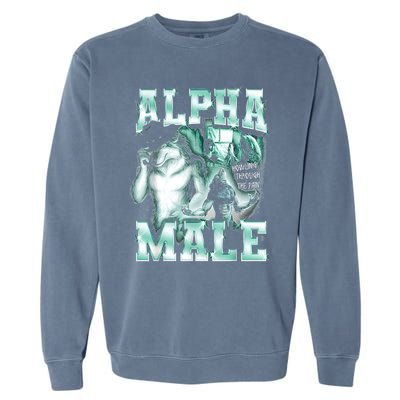 Alpha Male Wolf Meme Garment-Dyed Sweatshirt