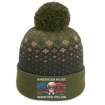 Americas Most Wanted Felon Funny Pro Trump 2024 The Baniff Cuffed Pom Beanie