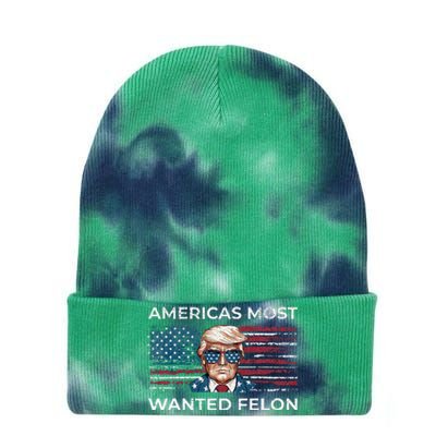 Americas Most Wanted Felon Funny Pro Trump 2024 Tie Dye 12in Knit Beanie