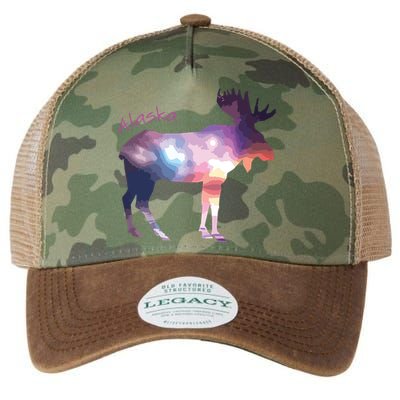 Alaska Moose Within The Borealis And The Polar Sky Legacy Tie Dye Trucker Hat