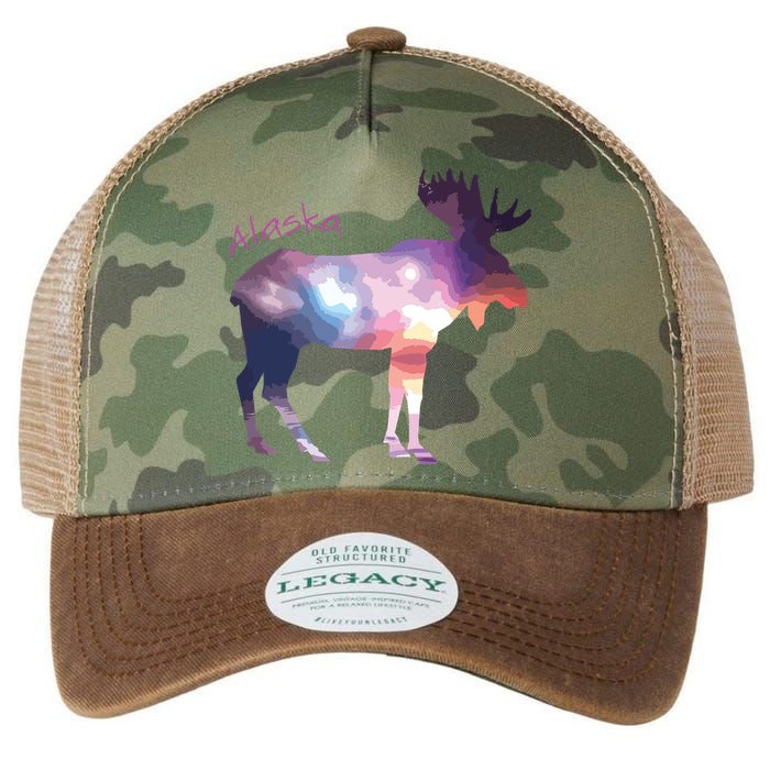 Alaska Moose Within The Borealis And The Polar Sky Legacy Tie Dye Trucker Hat