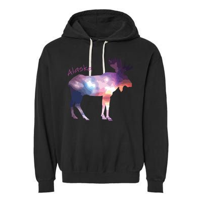 Alaska Moose Within The Borealis And The Polar Sky Garment-Dyed Fleece Hoodie