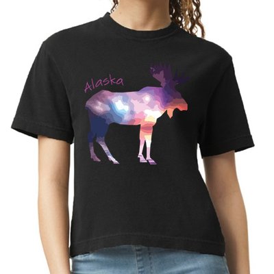 Alaska Moose Within The Borealis And The Polar Sky Comfort Colors Boxy T-Shirt