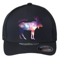 Alaska Moose Within The Borealis And The Polar Sky Flexfit Unipanel Trucker Cap