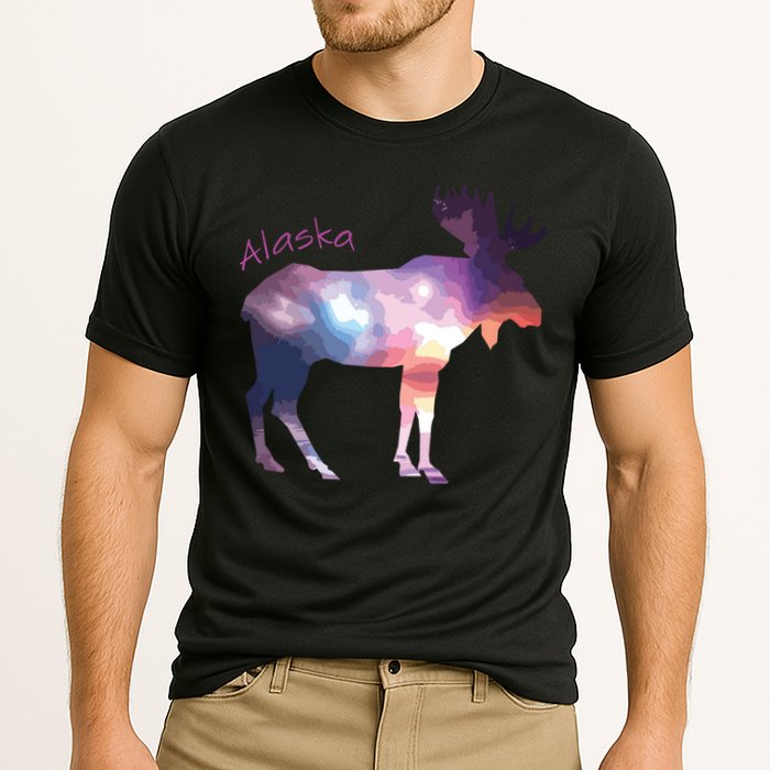 Alaska Moose Within The Borealis And The Polar Sky Performance Shirt