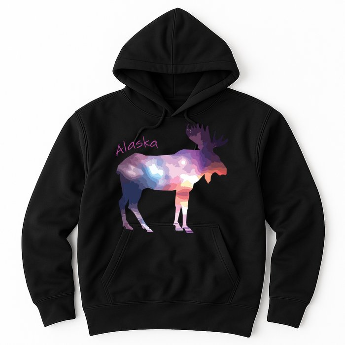 Alaska Moose Within The Borealis And The Polar Sky Hoodie