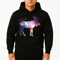 Alaska Moose Within The Borealis And The Polar Sky Hoodie