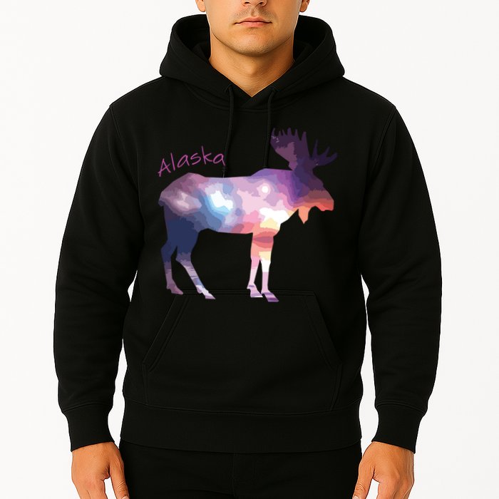 Alaska Moose Within The Borealis And The Polar Sky Hoodie