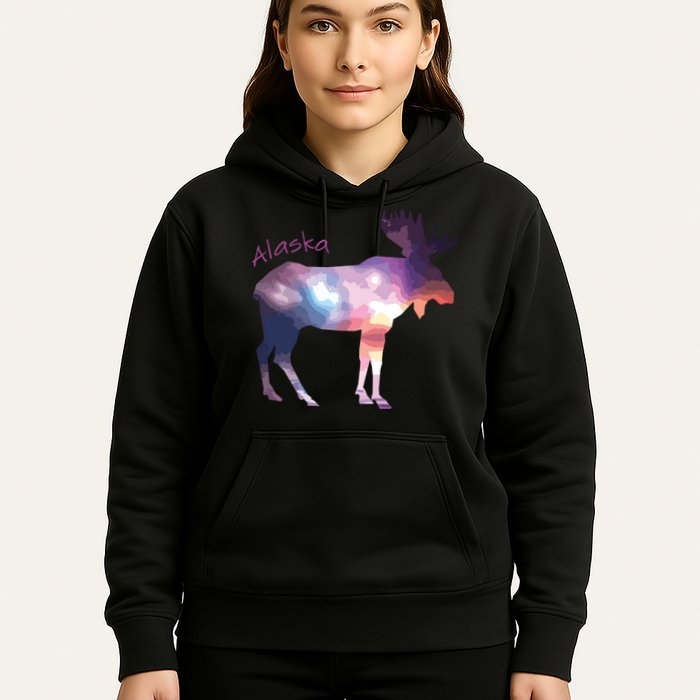 Alaska Moose Within The Borealis And The Polar Sky Hoodie