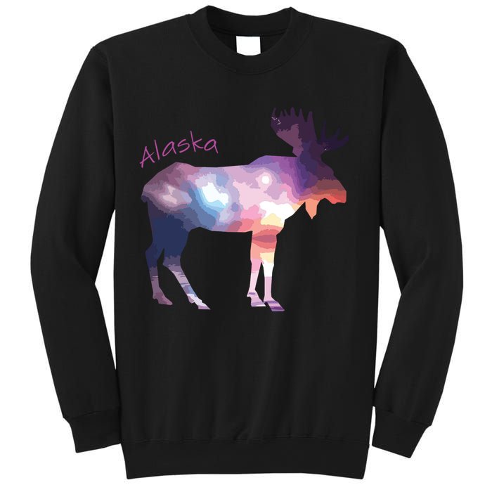 Alaska Moose Within The Borealis And The Polar Sky Sweatshirt