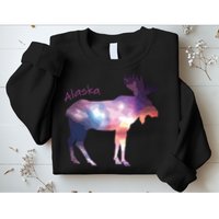 Alaska Moose Within The Borealis And The Polar Sky Sweatshirt