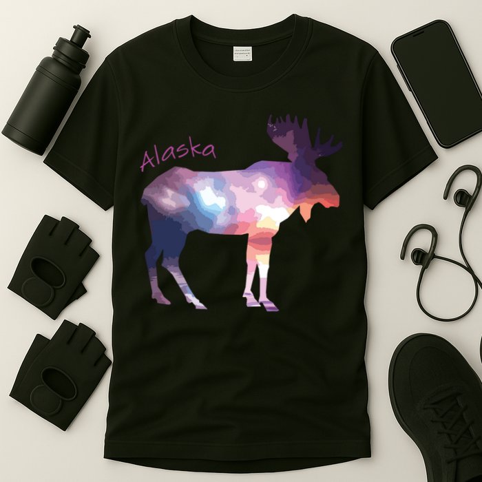 Alaska Moose Within The Borealis And The Polar Sky T-Shirt