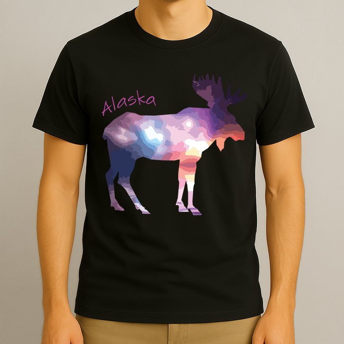 Alaska Moose Within The Borealis And The Polar Sky T-Shirt