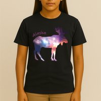 Alaska Moose Within The Borealis And The Polar Sky T-Shirt