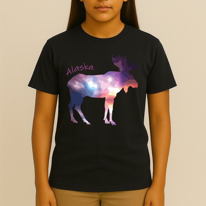 Alaska Moose Within The Borealis And The Polar Sky T-Shirt