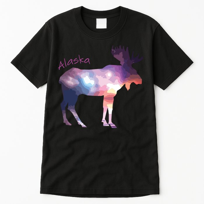 Alaska Moose Within The Borealis And The Polar Sky Tall T-Shirt