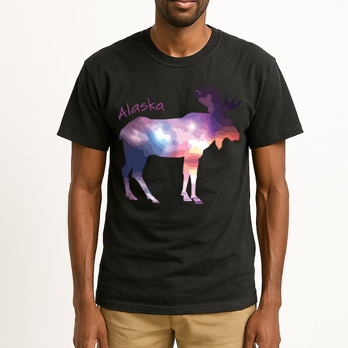 Alaska Moose Within The Borealis And The Polar Sky Tall T-Shirt