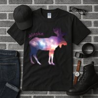 Alaska Moose Within The Borealis And The Polar Sky Tall T-Shirt