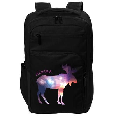 Alaska Moose Within The Borealis And The Polar Sky Impact Tech Backpack