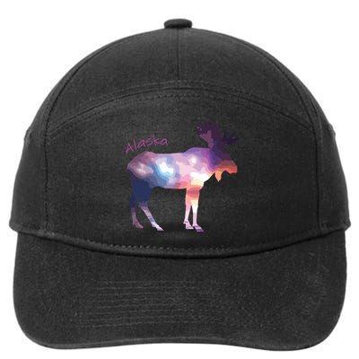 Alaska Moose Within The Borealis And The Polar Sky 7-Panel Snapback Hat