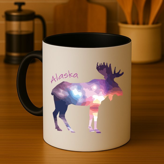 Alaska Moose Within The Borealis And The Polar Sky Mug