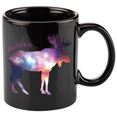 Alaska Moose Within The Borealis And The Polar Sky 11oz C Handle Ceramic Mug