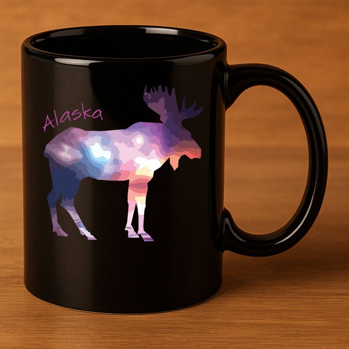 Alaska Moose Within The Borealis And The Polar Sky 11oz C Handle Ceramic Mug