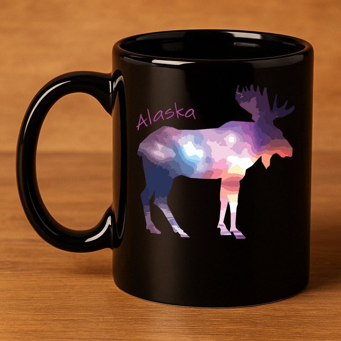 Alaska Moose Within The Borealis And The Polar Sky 11oz C Handle Ceramic Mug