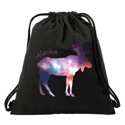 Alaska Moose Within The Borealis And The Polar Sky Drawstring Bag