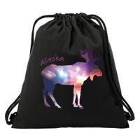Alaska Moose Within The Borealis And The Polar Sky Drawstring Bag