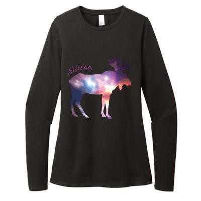 Alaska Moose Within The Borealis And The Polar Sky Womens CVC Long Sleeve Shirt