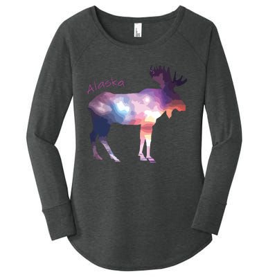 Alaska Moose Within The Borealis And The Polar Sky Women's Perfect Tri Tunic Long Sleeve Shirt