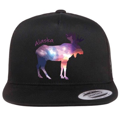 Alaska Moose Within The Borealis And The Polar Sky Flatbill Hat