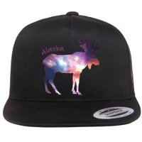 Alaska Moose Within The Borealis And The Polar Sky Flatbill Hat