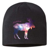 Alaska Moose Within The Borealis And The Polar Sky Sustainable Beanie