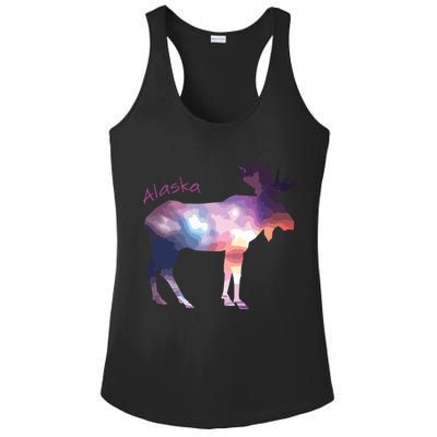 Alaska Moose Within The Borealis And The Polar Sky Ladies PosiCharge Competitor Racerback Tank