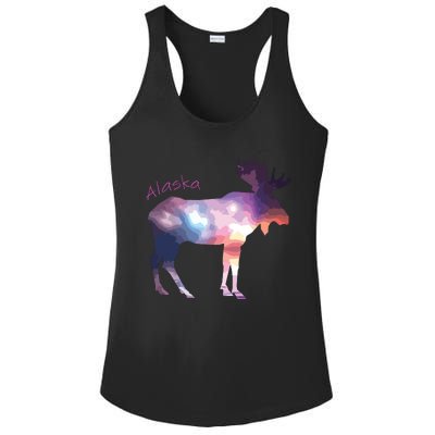 Alaska Moose Within The Borealis And The Polar Sky Ladies PosiCharge Competitor Racerback Tank